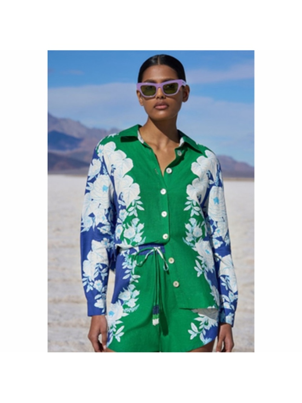 FARM Rio Green & Blue Floral Button-Down Shirt